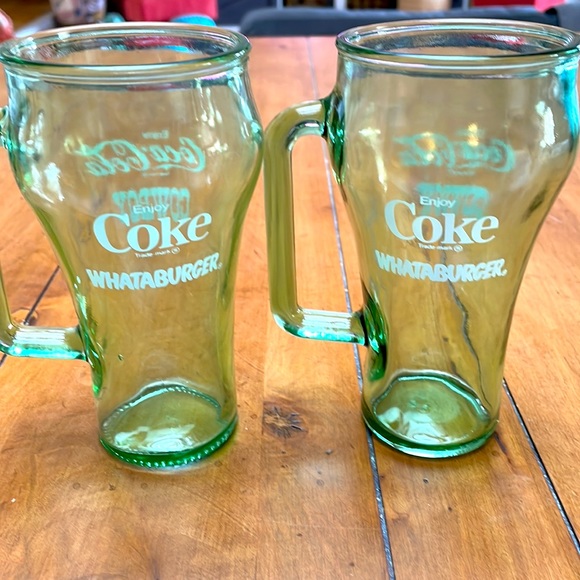 Coca-Cola Whataburger Cowboy Green Glass Mugs (2 mugs) - Picture 1 of 11